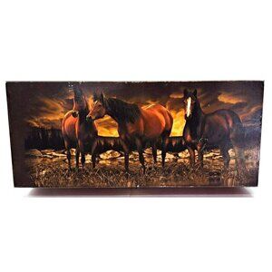 Cedar Lined Decorative Box 9.5"x4"x3" Horses Scenic